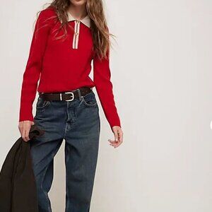 #176 NWT Free People Rudy Cashmere Pullover in Lip Prints